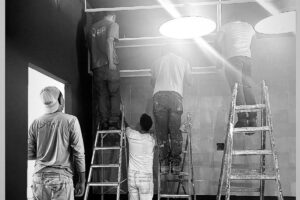 obra do Empório Nosso Recanto durante a reforma do espaço